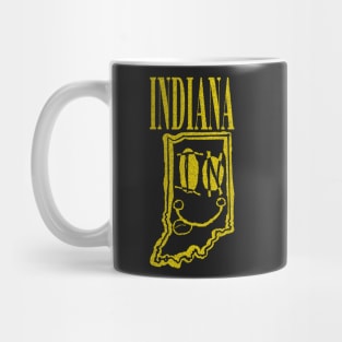 Indiana Grunge Smiling Face Black Background Mug
